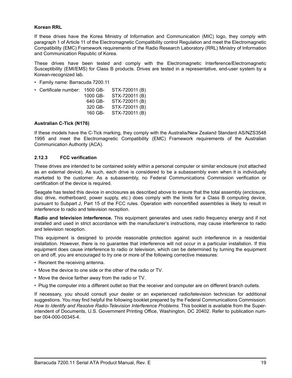 3 fcc verification | Seagate BARRACUDA ST3160813AS User Manual | Page 25 / 50