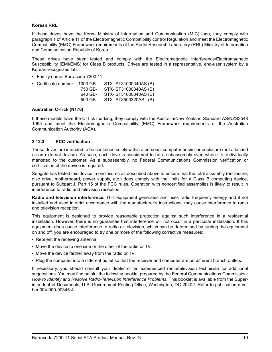 3 fcc verification | Seagate BARRACUDA 7200.11 SERIAL ATA ST3640330AS User Manual | Page 25 / 48