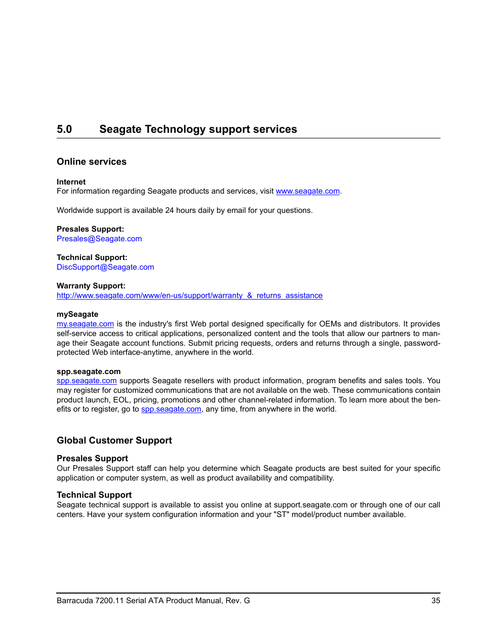 0 seagate technology support services | Seagate BARRACUDA 7200.11 SERIAL ATA ST3640330AS User Manual | Page 41 / 48