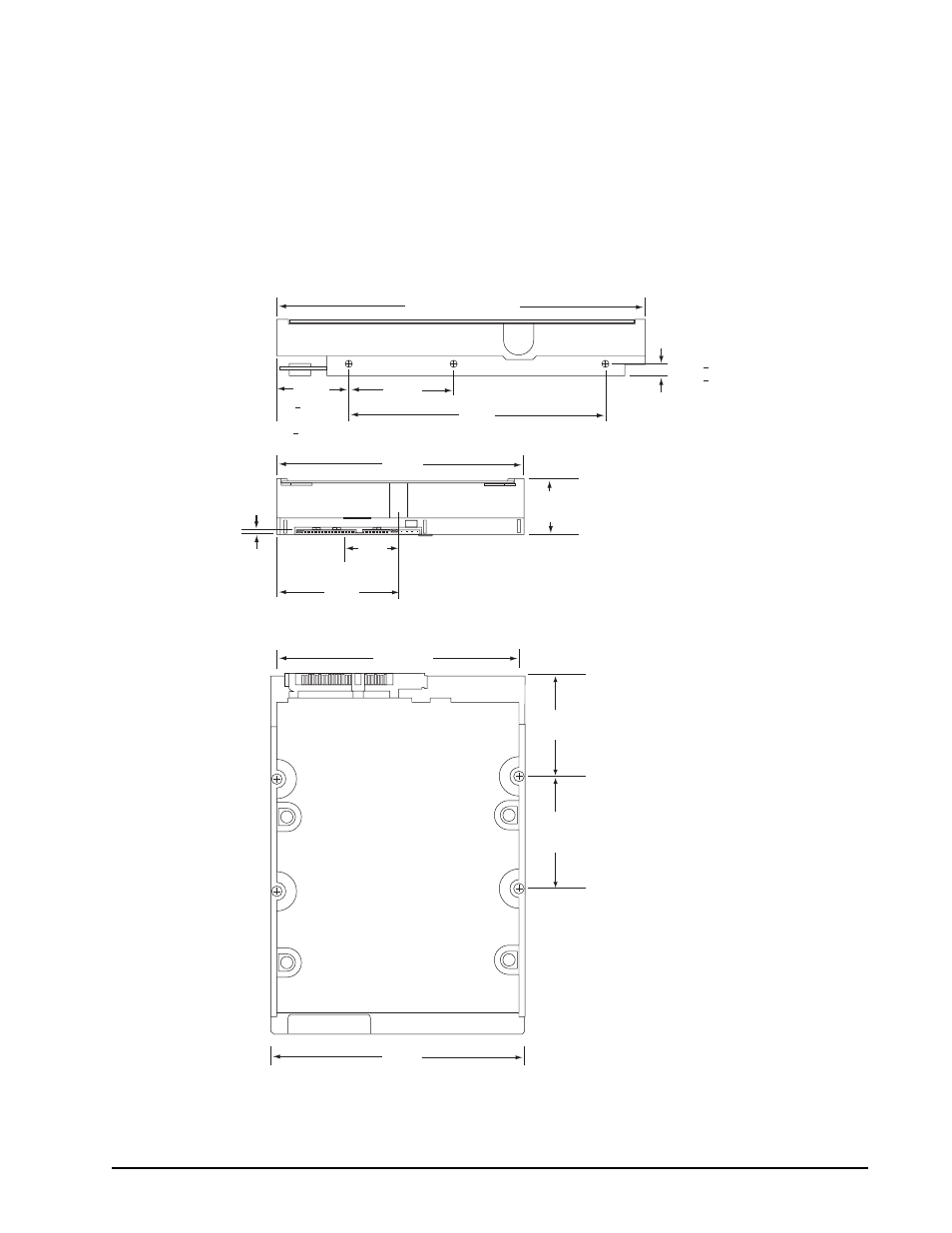 4 drive mounting, Mounting dimensions—top, side and end view | Seagate BARRACUDA ST3250823AS User Manual | Page 31 / 50