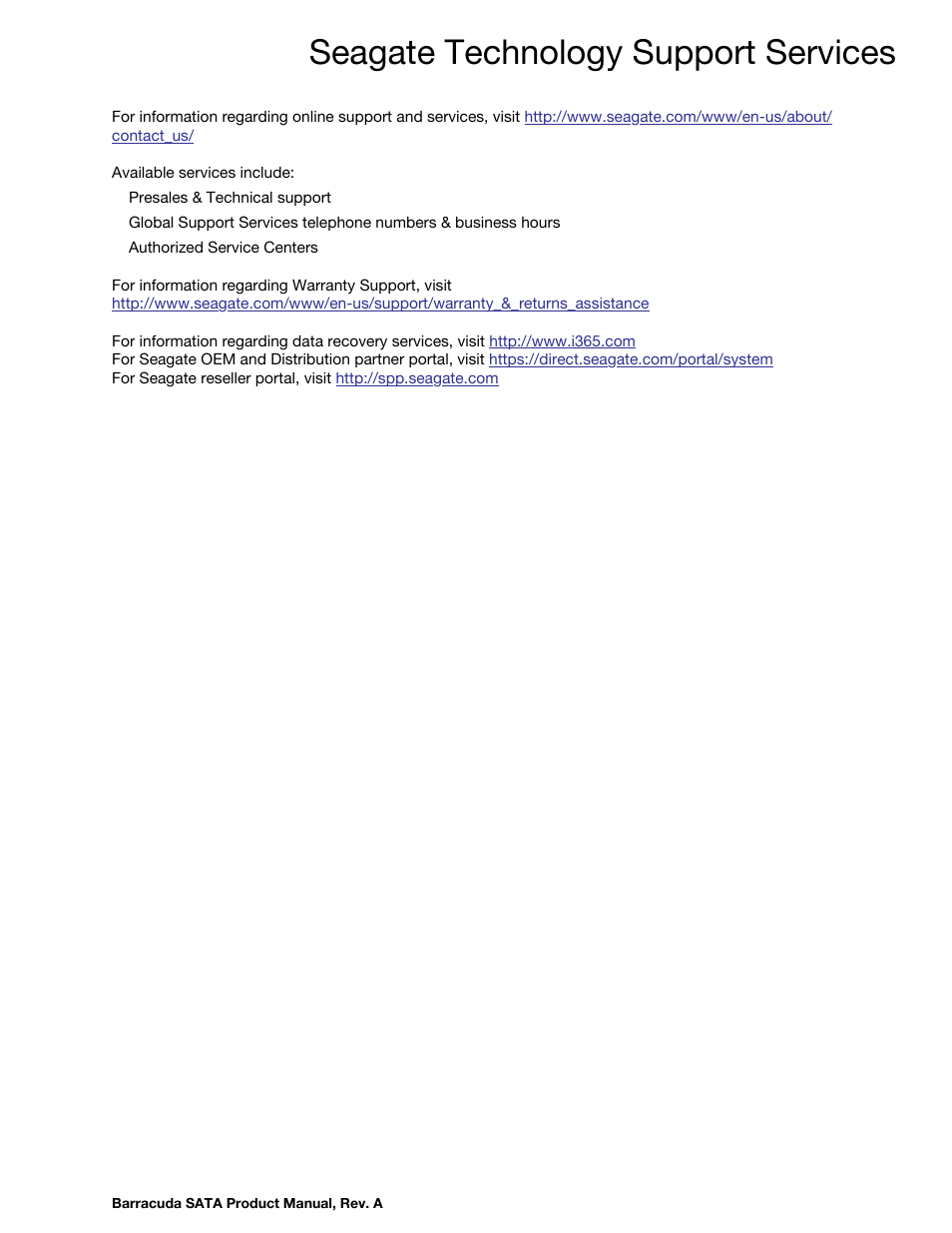 Seagate technology support services | Seagate BARRACUDA ST31000524AS User Manual | Page 7 / 48
