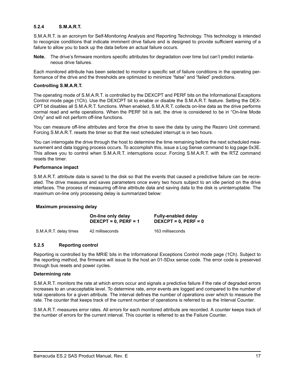 4 s.m.a.r.t, 5 reporting control, S.m.a.r.t | Reporting control | Seagate BARRACUDA ST3500620SS User Manual | Page 21 / 82