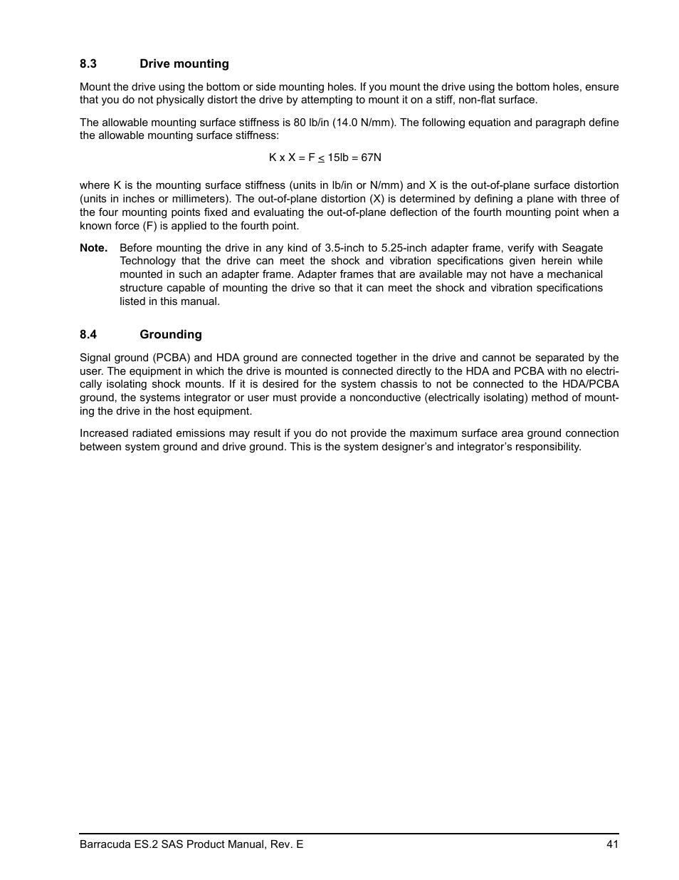 3 drive mounting, 4 grounding, Drive mounting | Grounding | Seagate BARRACUDA ST3500620SS User Manual | Page 45 / 82