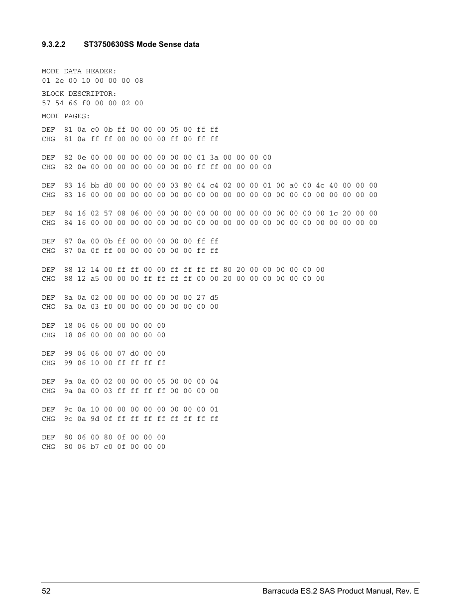 2 st3750630ss mode sense data | Seagate BARRACUDA ST3500620SS User Manual | Page 56 / 82
