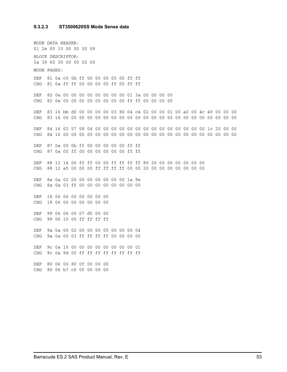 3 st3500620ss mode sense data | Seagate BARRACUDA ST3500620SS User Manual | Page 57 / 82