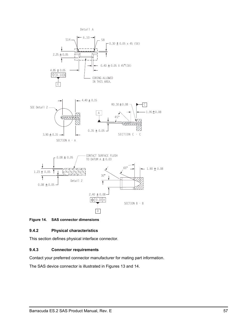 2 physical characteristics, 3 connector requirements, Physical characteristics | Connector requirements | Seagate BARRACUDA ST3500620SS User Manual | Page 61 / 82