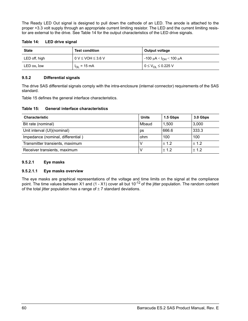 2 differential signals, 1 eye masks, 1 eye masks overview | Differential signals | Seagate BARRACUDA ST3500620SS User Manual | Page 64 / 82