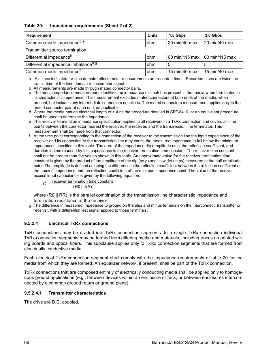 4 electrical txrx connections, 1 transmitter characteristics | Seagate BARRACUDA ST3500620SS User Manual | Page 70 / 82