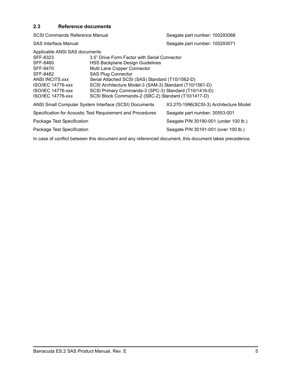 3 reference documents, Reference documents | Seagate BARRACUDA ST3500620SS User Manual | Page 9 / 82