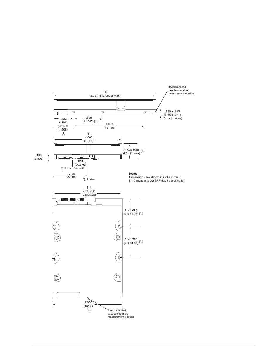 4 drive mounting, Drive mounting, Mounting dimensions—top, side and end view | Seagate CONSTELLATION ES SERIAL ATA ST31000524NS User Manual | Page 31 / 48