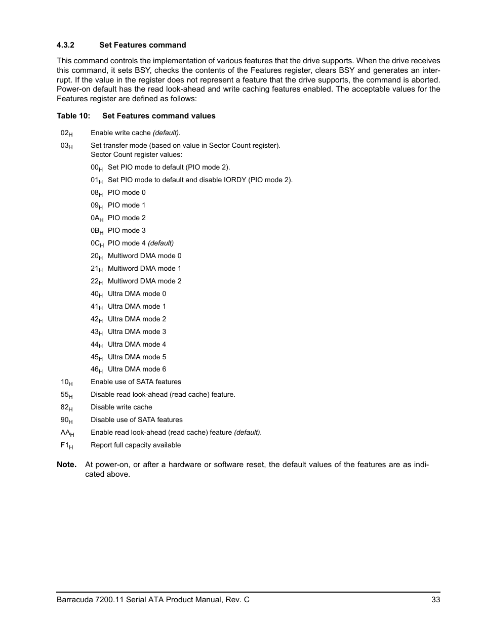 2 set features command | Seagate BARRACUDA ST31000333AS User Manual | Page 39 / 48