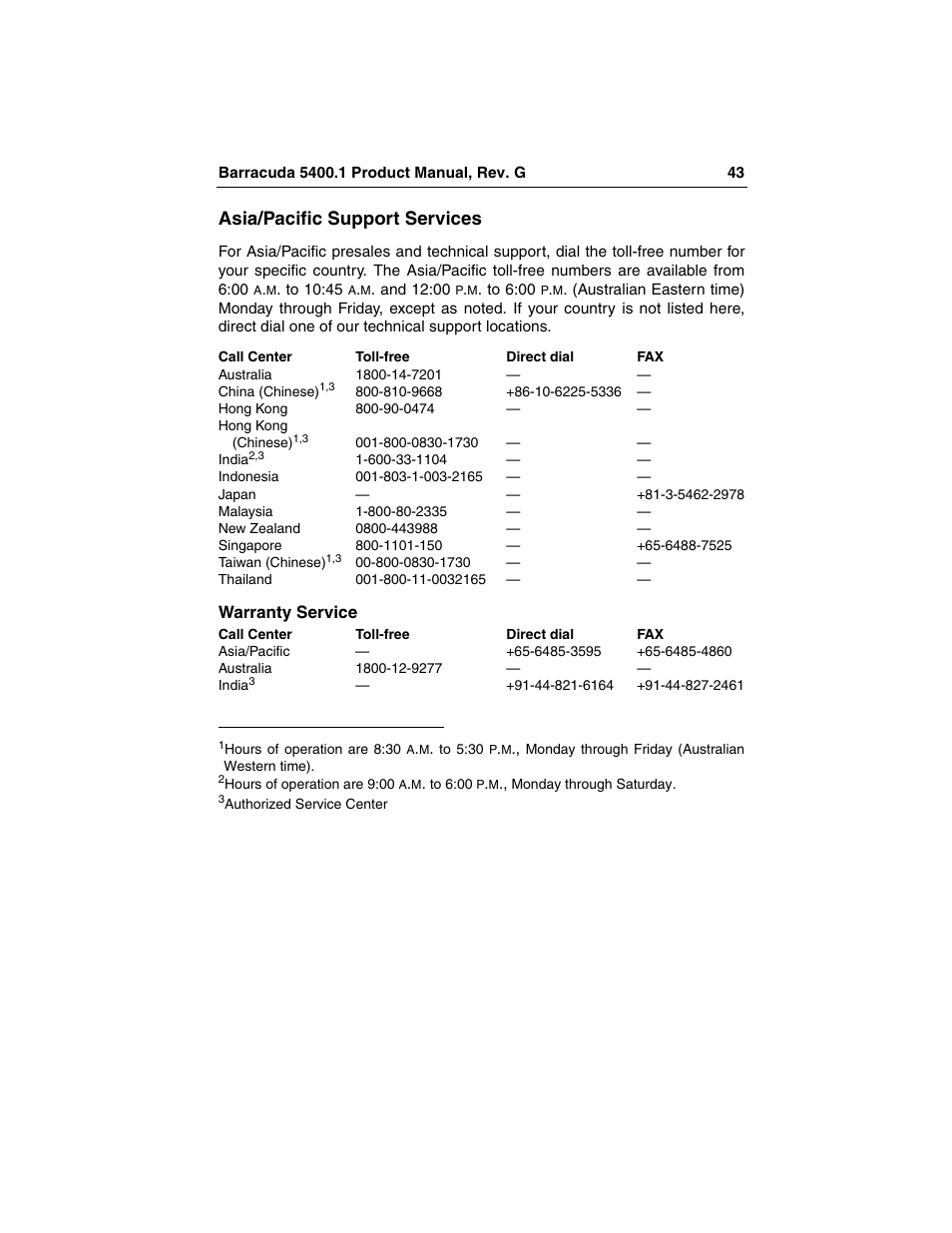 Asia/pacific support services | Seagate Barracuda ST340015A User Manual | Page 51 / 58