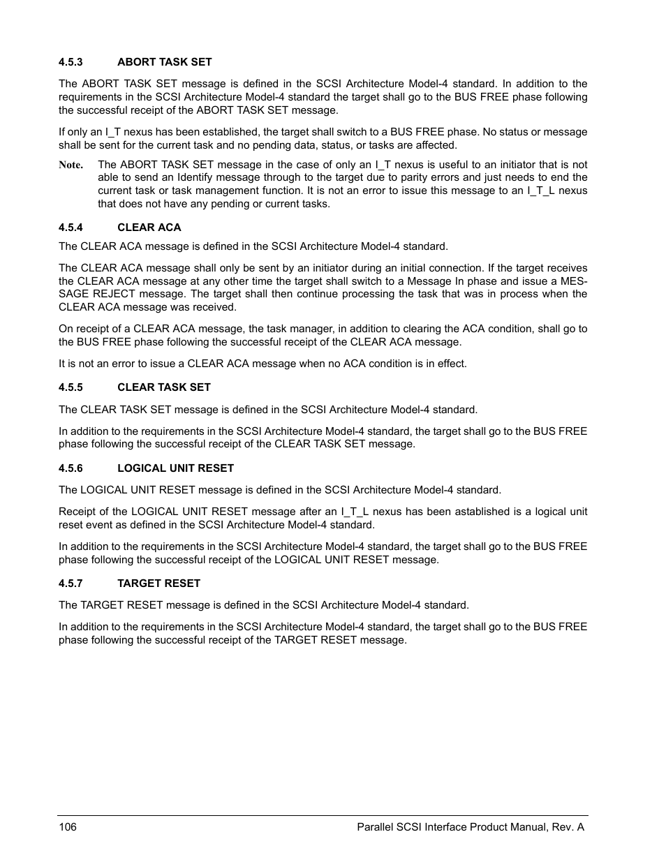 3 abort task set, 4 clear aca, 5 clear task set | 6 logical unit reset, 7 target reset, Abort task set, Clear aca, Clear task set, Logical unit reset, Target reset | Seagate Ultra 160 User Manual | Page 120 / 186
