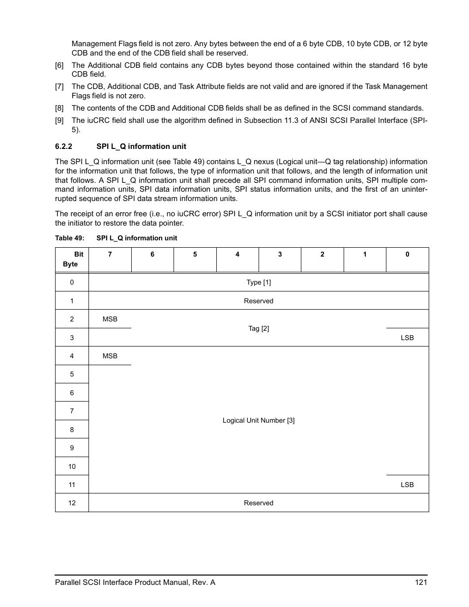 2 spi l_q information unit, Spi l_q information unit, Section 6.2.2, t | Bles 49 | Seagate Ultra 160 User Manual | Page 135 / 186