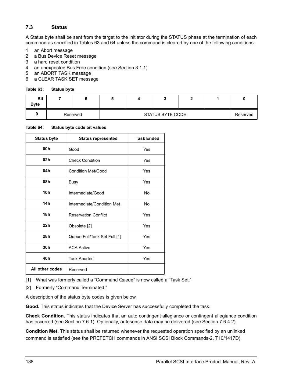 3 status, Status | Seagate Ultra 160 User Manual | Page 152 / 186