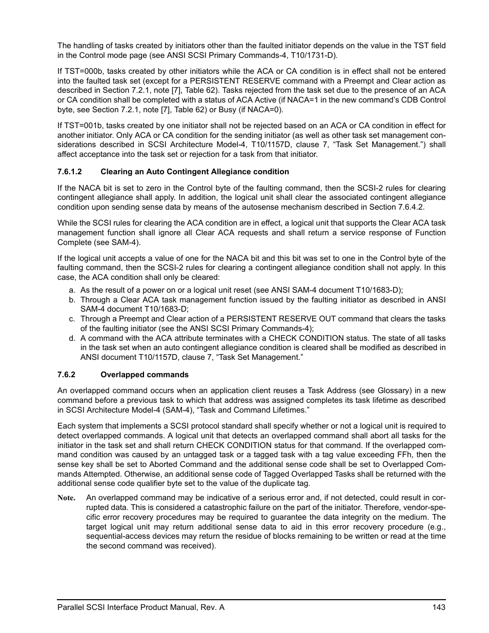 2 clearing an auto contingent allegiance condition, 2 overlapped commands, Overlapped commands | If re | Seagate Ultra 160 User Manual | Page 157 / 186
