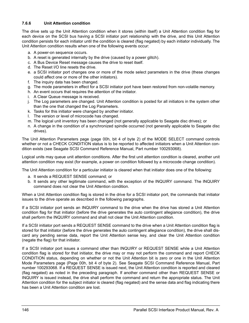 6 unit attention condition, Unit attention condition | Seagate Ultra 160 User Manual | Page 160 / 186