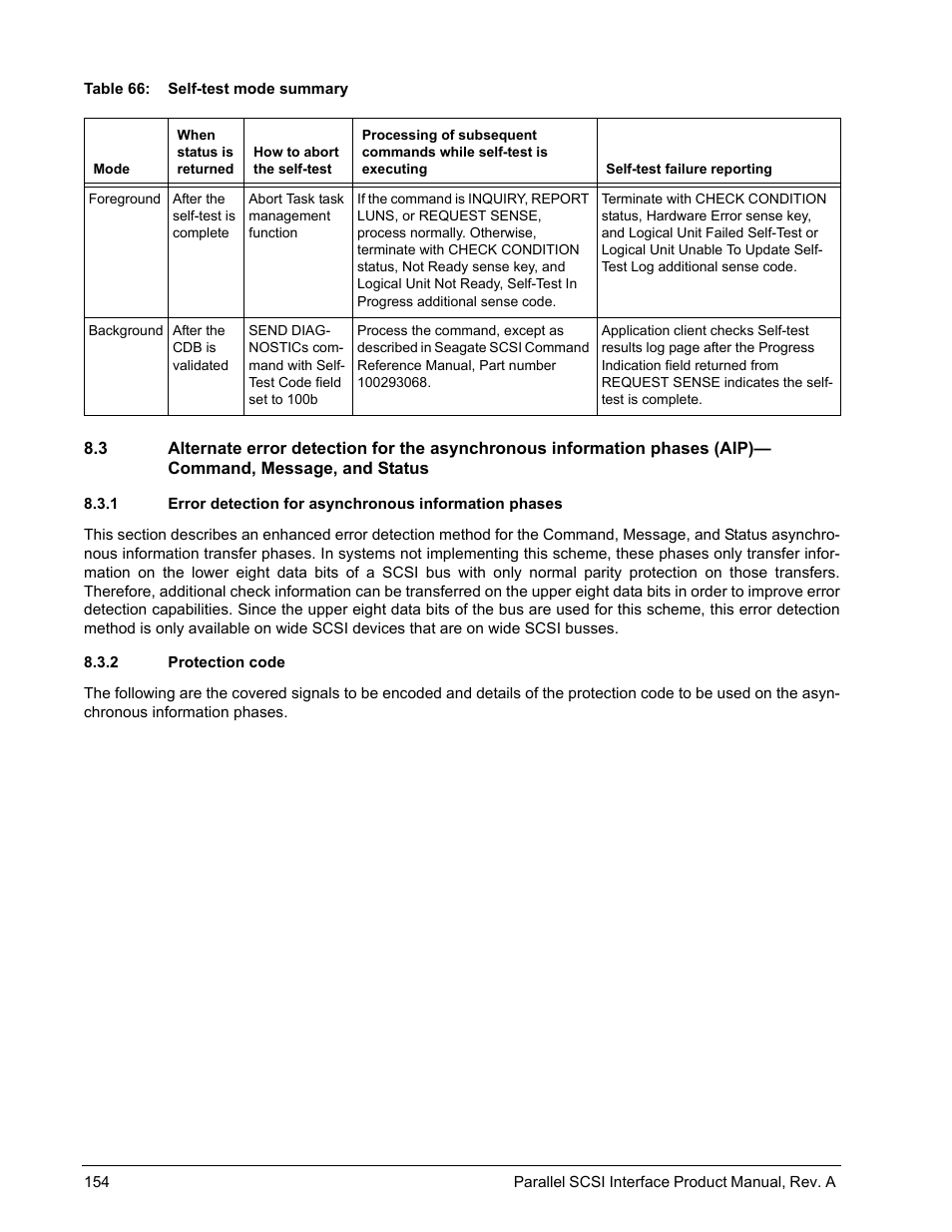 2 protection code, Message, and status, Protection code | Seagate Ultra 160 User Manual | Page 168 / 186