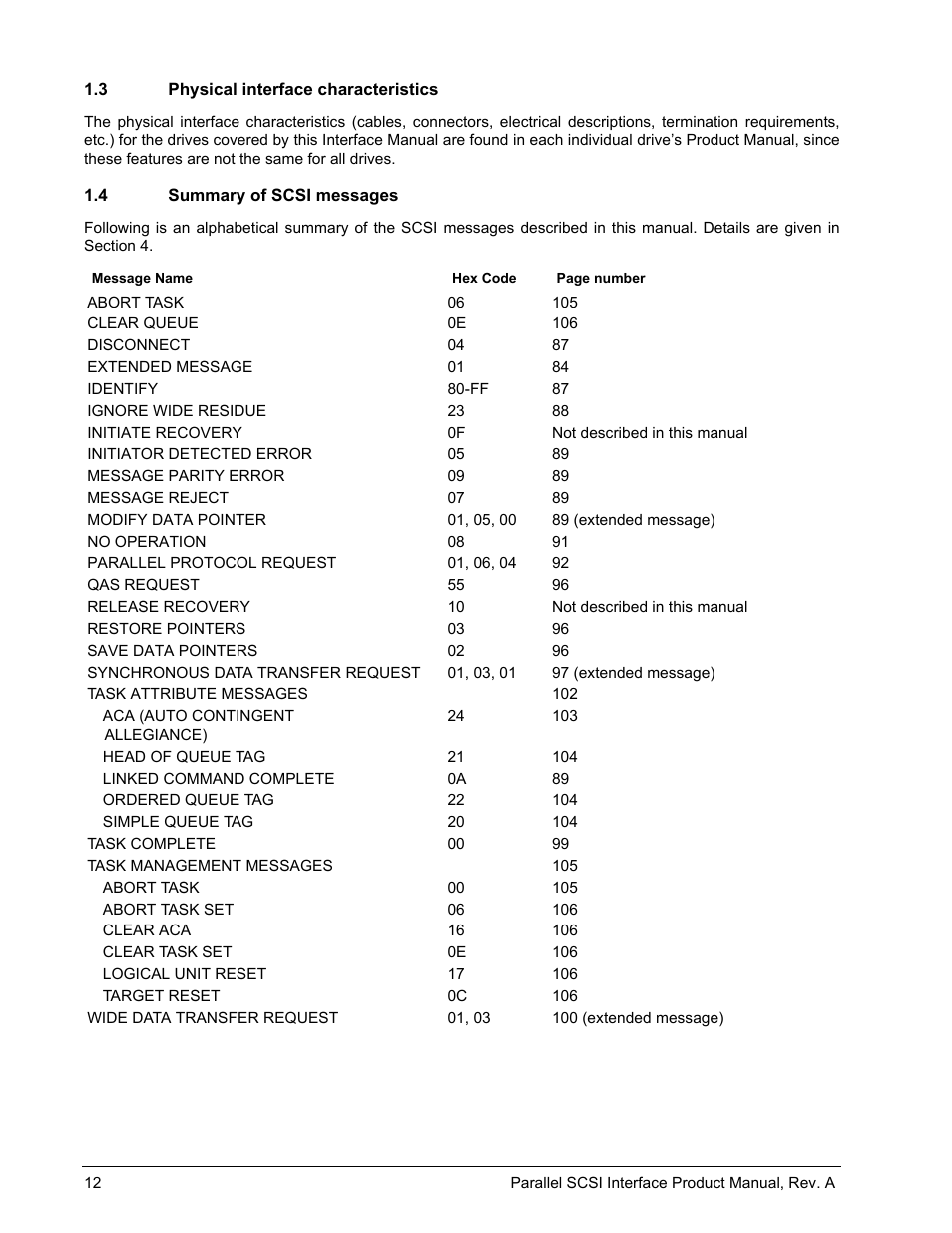 3 physical interface characteristics, 4 summary of scsi messages | Seagate Ultra 160 User Manual | Page 26 / 186