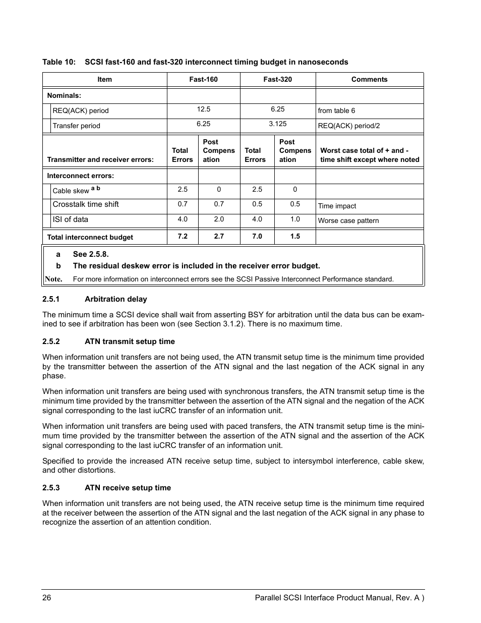 1 arbitration delay, 2 atn transmit setup time, 3 atn receive setup time | Arbitration delay, Atn transmit setup time, Atn receive setup time, Hs 2.5.1 | Seagate Ultra 160 User Manual | Page 40 / 186