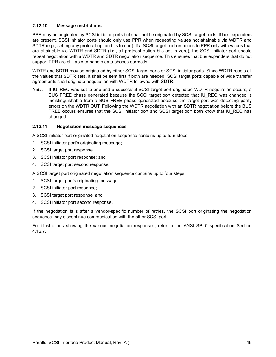 10 message restrictions, 11 negotiation message sequences | Seagate Ultra 160 User Manual | Page 63 / 186
