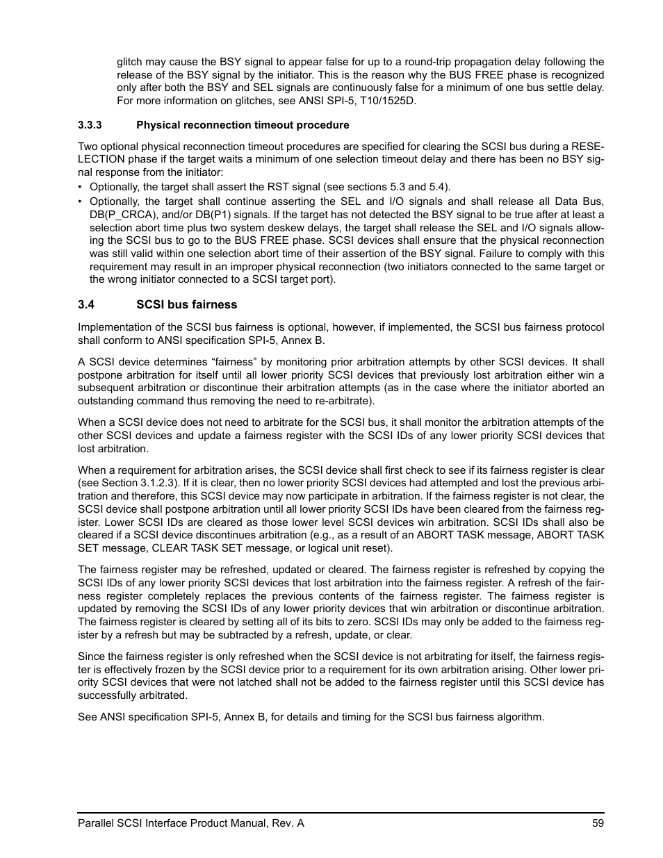 3 physical reconnection timeout procedure, 4 scsi bus fairness, Physical reconnection timeout procedure | Seagate Ultra 160 User Manual | Page 73 / 186