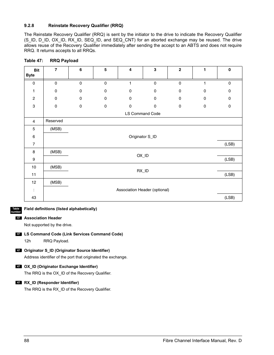 8 reinstate recovery qualifier (rrq), Reinstate recovery qualifier (rrq) | Seagate Fibre Channel Interface User Manual | Page 102 / 432