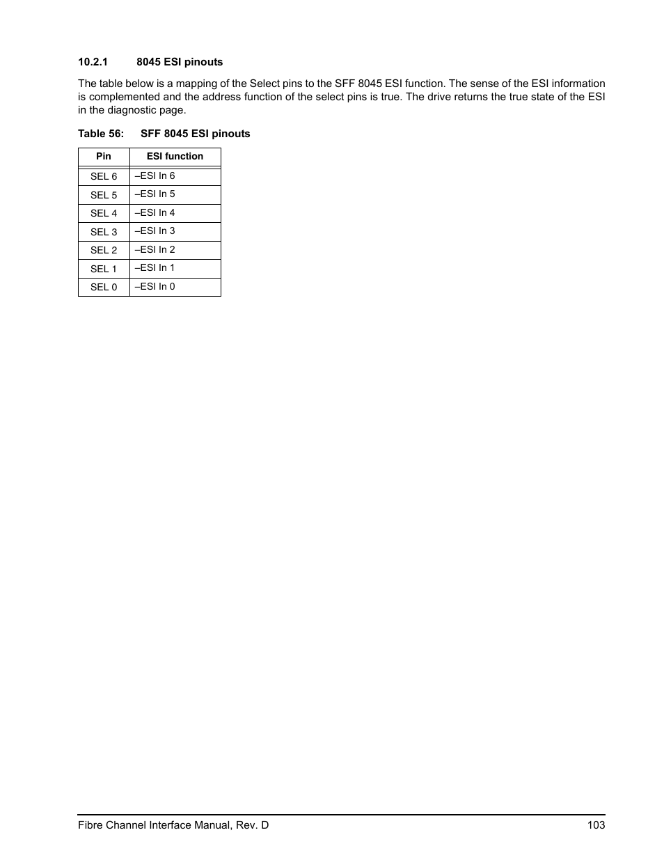 1 8045 esi pinouts, 8045 esi pinouts | Seagate Fibre Channel Interface User Manual | Page 117 / 432