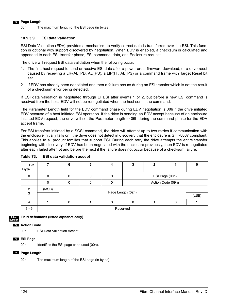 9 esi data validation, Esi data validation, Section 10.5.3.9 | Seagate Fibre Channel Interface User Manual | Page 138 / 432