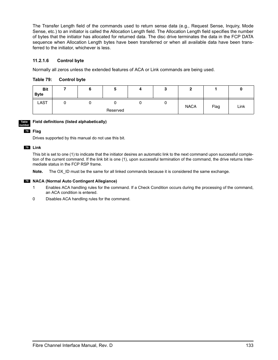 6 control byte, Control byte, See section 11.2.1.6 | Seagate Fibre Channel Interface User Manual | Page 147 / 432