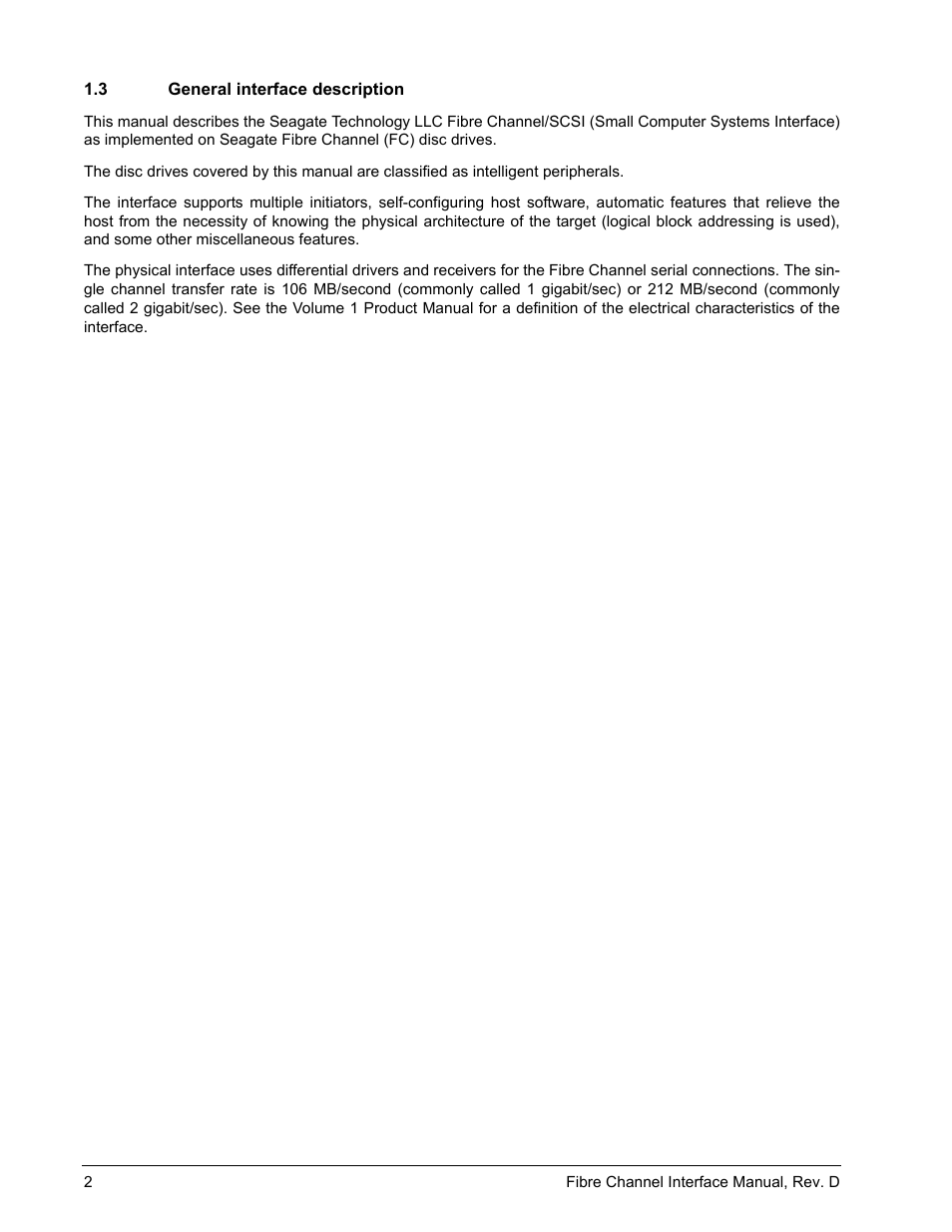 3 general interface description, General interface description | Seagate Fibre Channel Interface User Manual | Page 16 / 432
