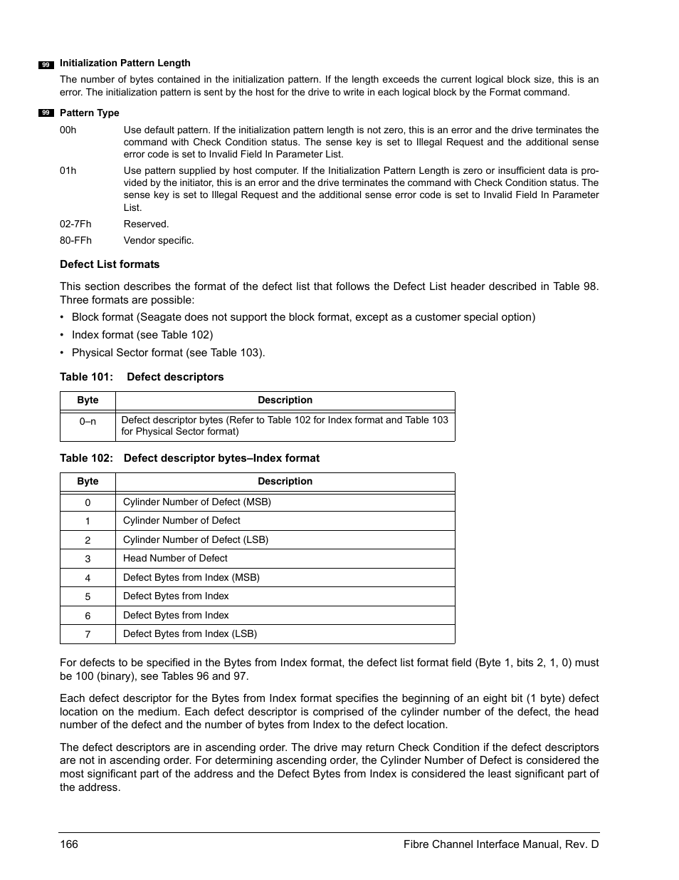 E 102). th, 102 or t, Bles 101, 102 | Seagate Fibre Channel Interface User Manual | Page 180 / 432