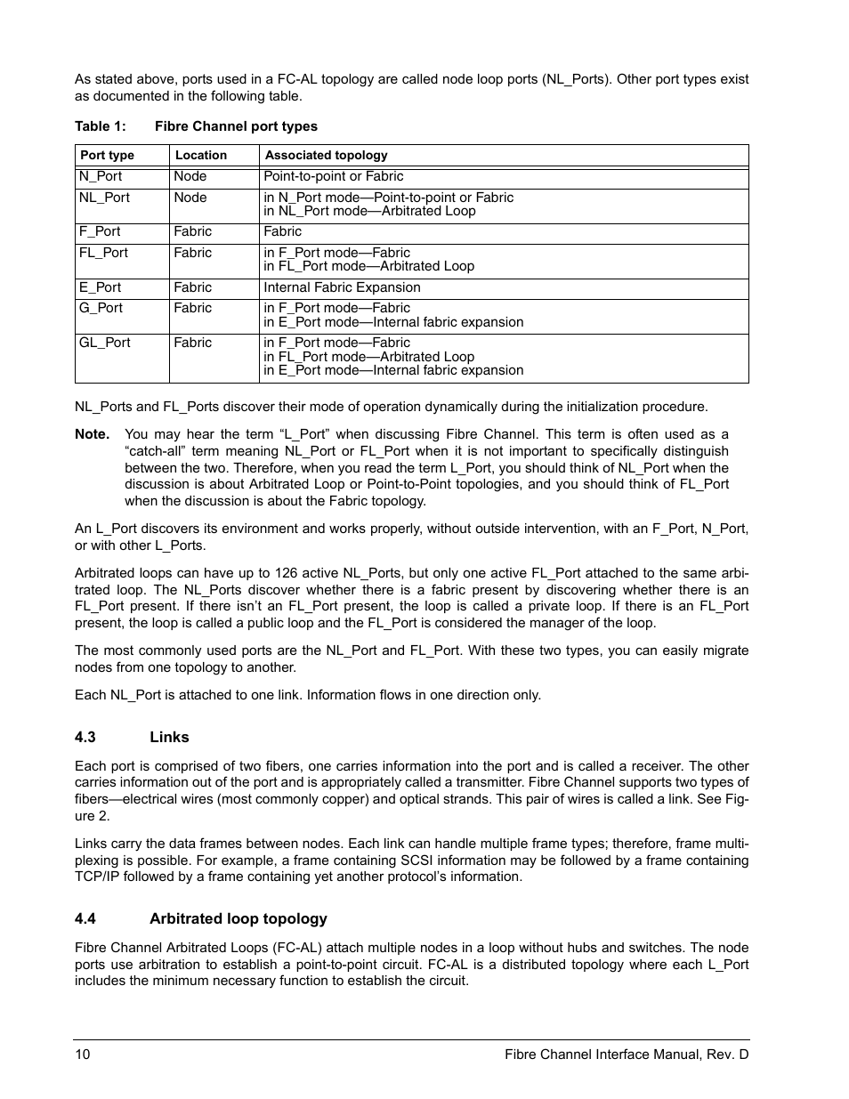 3 links, 4 arbitrated loop topology, Links | Arbitrated loop topology | Seagate Fibre Channel Interface User Manual | Page 24 / 432