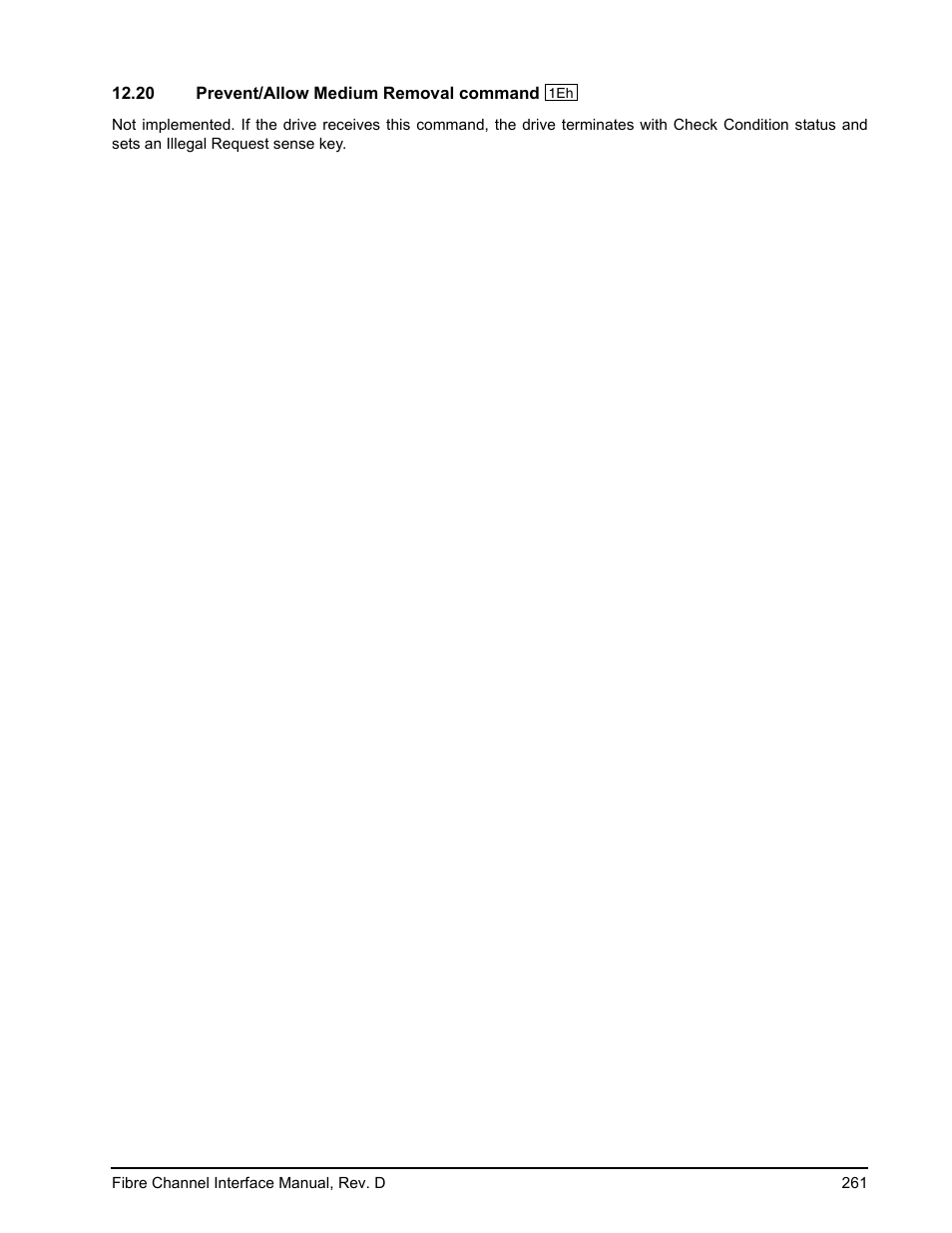 20 prevent/allow medium removal command, Prevent/allow medium removal command | Seagate Fibre Channel Interface User Manual | Page 275 / 432
