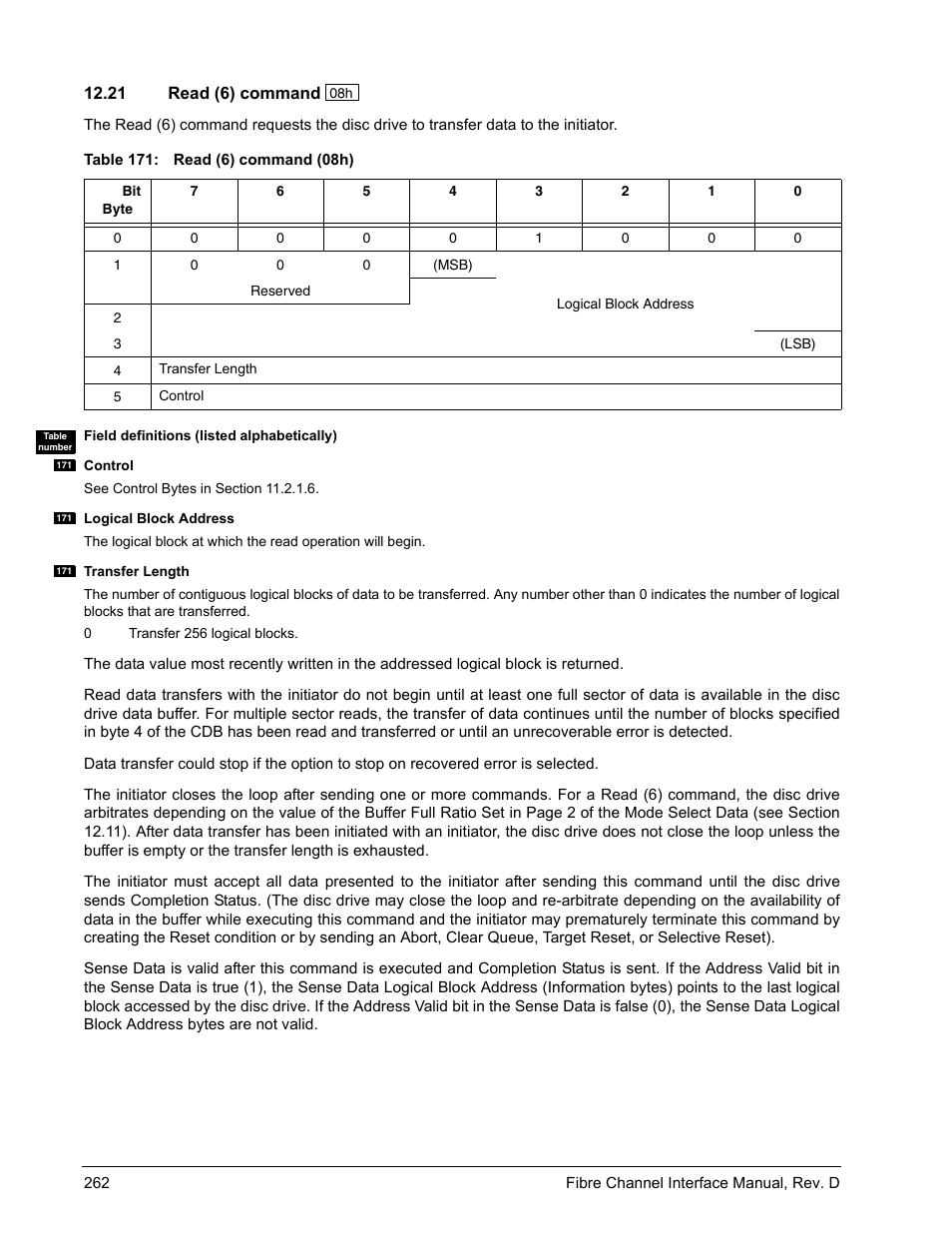 21 read (6) command, Read (6) command | Seagate Fibre Channel Interface User Manual | Page 276 / 432