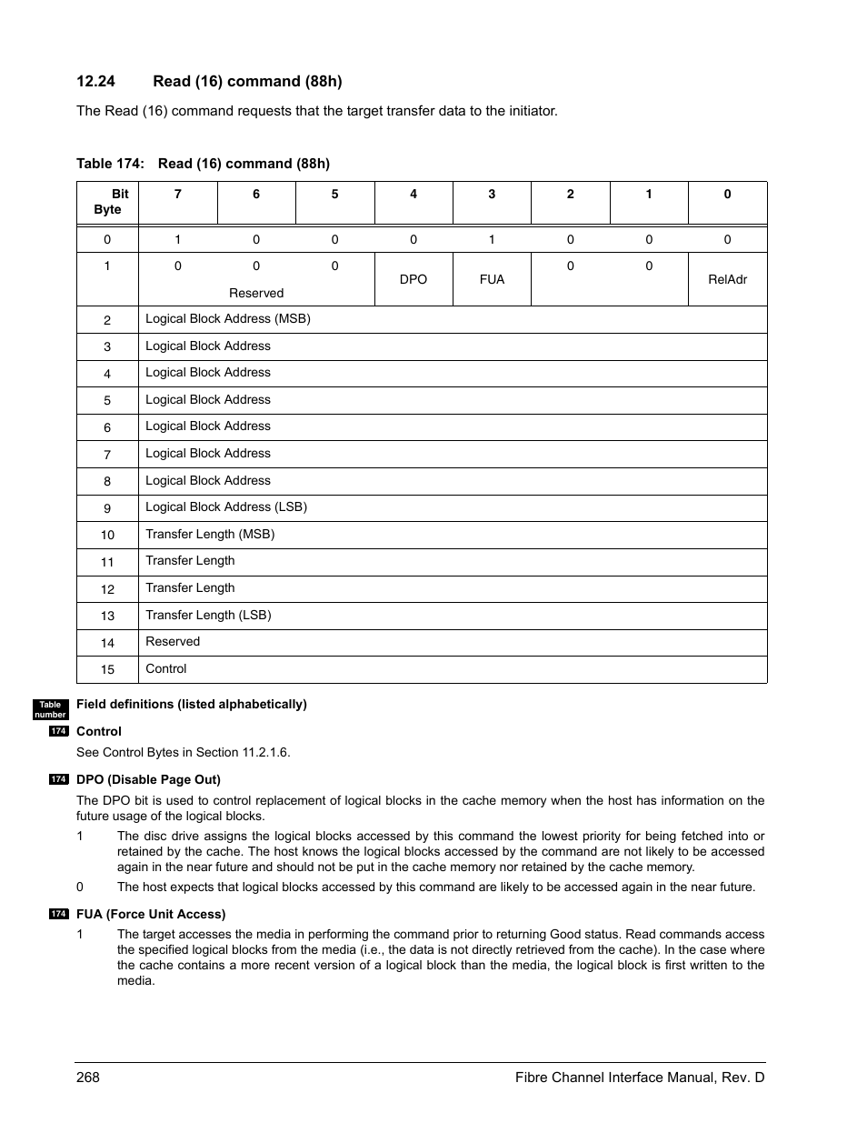 24 read (16) command (88h), Read (16) command (88h) | Seagate Fibre Channel Interface User Manual | Page 282 / 432