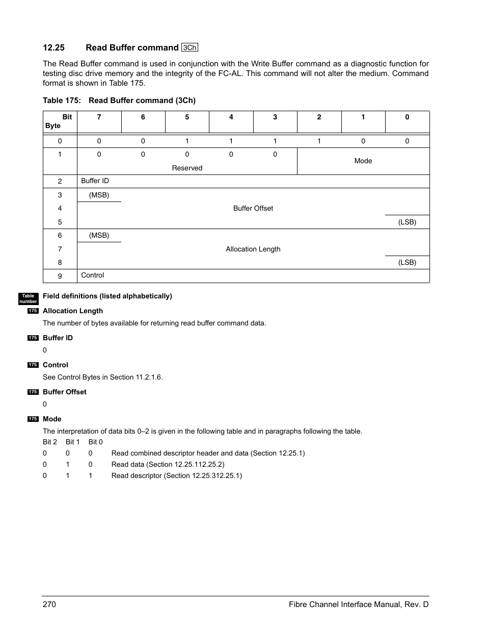 25 read buffer command, Read buffer command | Seagate Fibre Channel Interface User Manual | Page 284 / 432