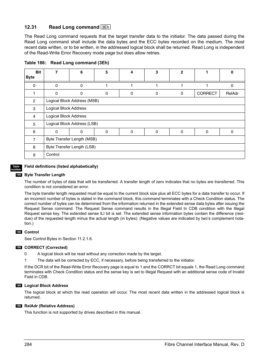 31 read long command, Read long command | Seagate Fibre Channel Interface User Manual | Page 298 / 432