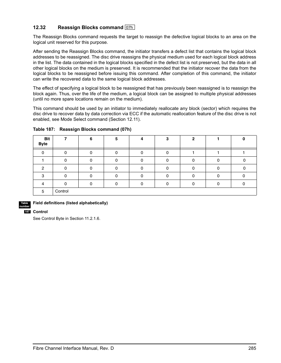 32 reassign blocks command, Reassign blocks command | Seagate Fibre Channel Interface User Manual | Page 299 / 432
