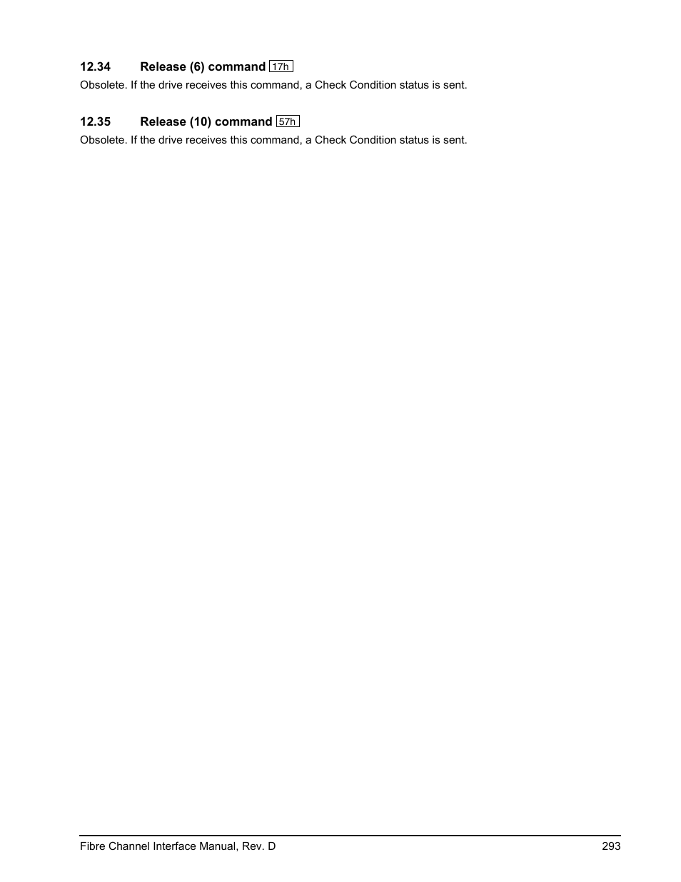 34 release (6) command, 35 release (10) command, Release (6) command | Release (10) command | Seagate Fibre Channel Interface User Manual | Page 307 / 432