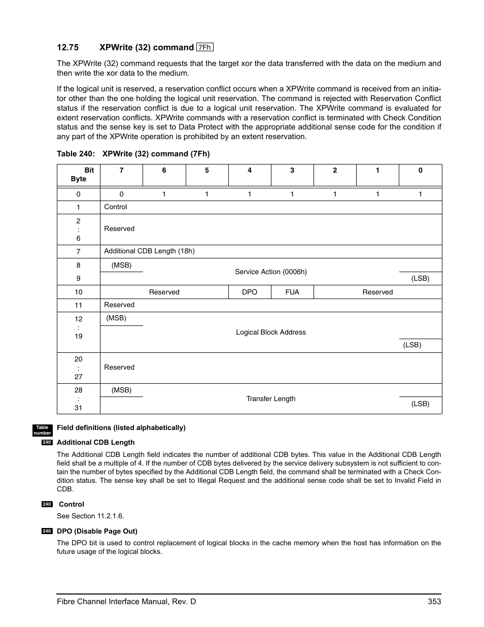 75 xpwrite (32) command, Xpwrite (32) command | Seagate Fibre Channel Interface User Manual | Page 367 / 432