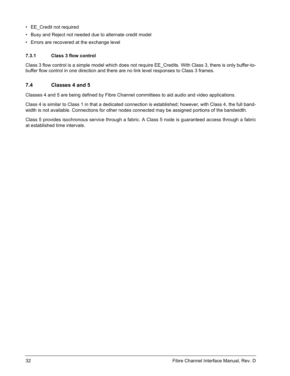 1 class 3 flow control, 4 classes 4 and 5, Class 3 flow control | Classes 4 and 5 | Seagate Fibre Channel Interface User Manual | Page 46 / 432