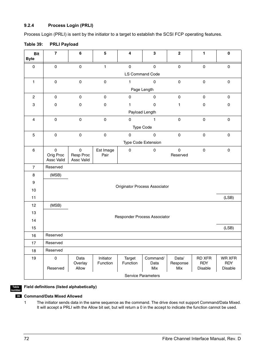 4 process login (prli), Process login (prli) | Seagate Fibre Channel Interface User Manual | Page 86 / 432