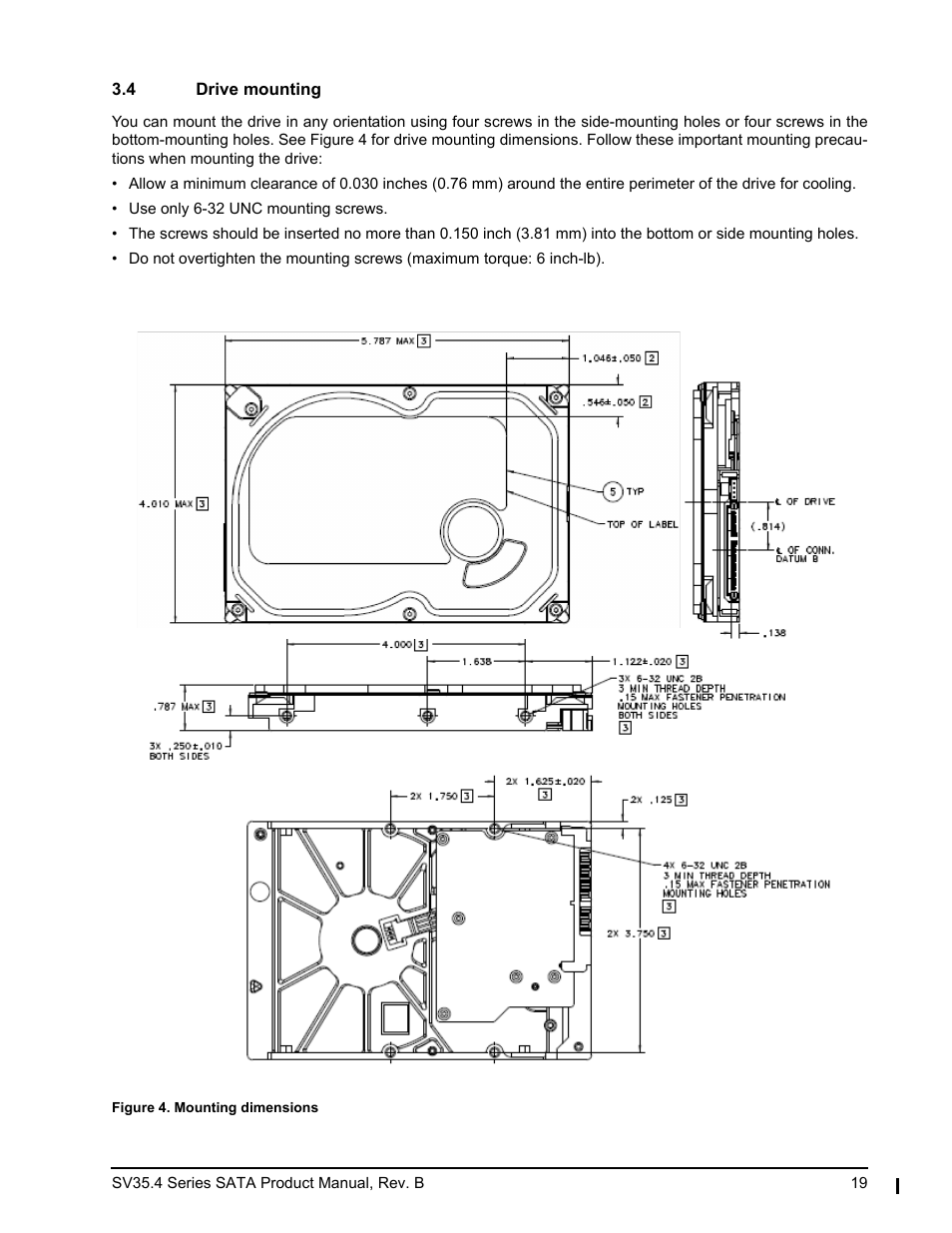 4 drive mounting, Mounting dimensions | Seagate SV35.4 User Manual | Page 25 / 44