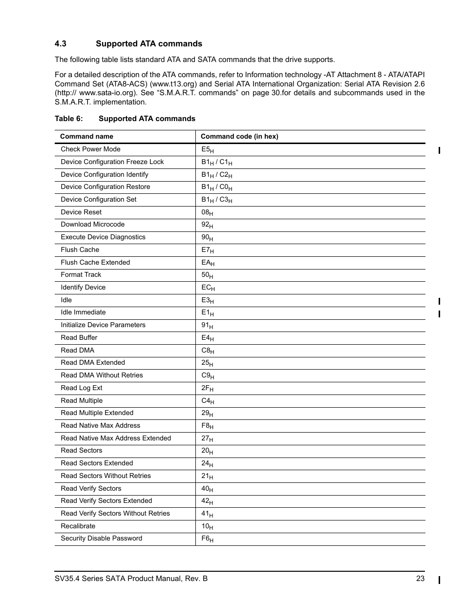 3 supported ata commands | Seagate SV35.4 User Manual | Page 29 / 44