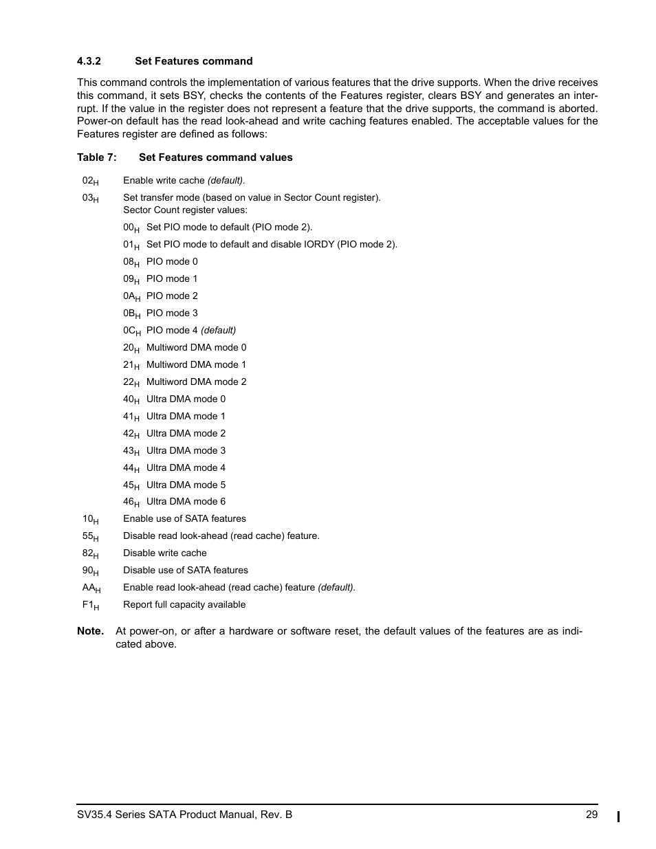 2 set features command | Seagate SV35.4 User Manual | Page 35 / 44