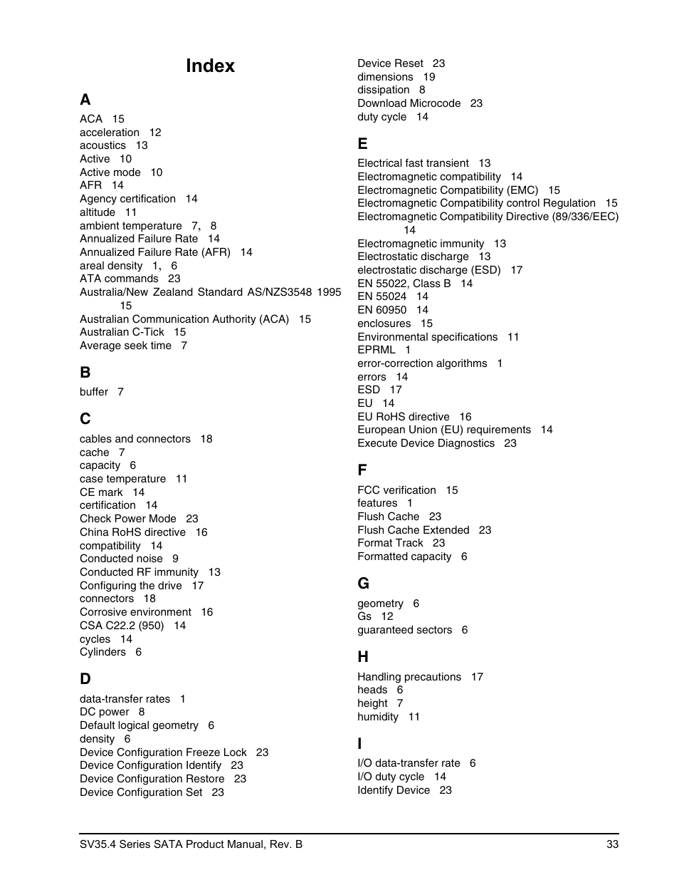 Index | Seagate SV35.4 User Manual | Page 39 / 44