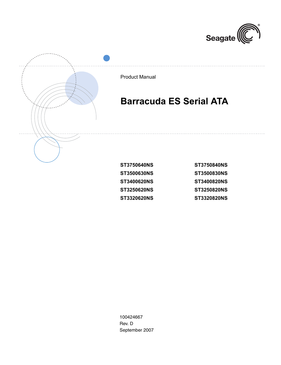 Seagate BARRACUDA ES SERIAL ATA ST3750640NS User Manual | 54 pages