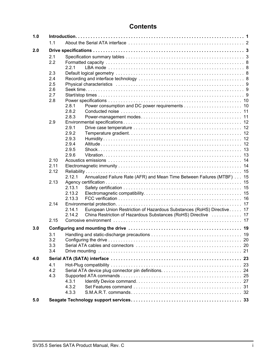 Seagate SV35.5 SERIES SATA ST31000525SV User Manual | Page 3 / 46