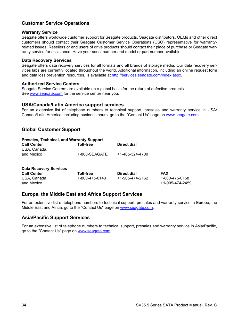 Seagate SV35.5 SERIES SATA ST31000525SV User Manual | Page 40 / 46